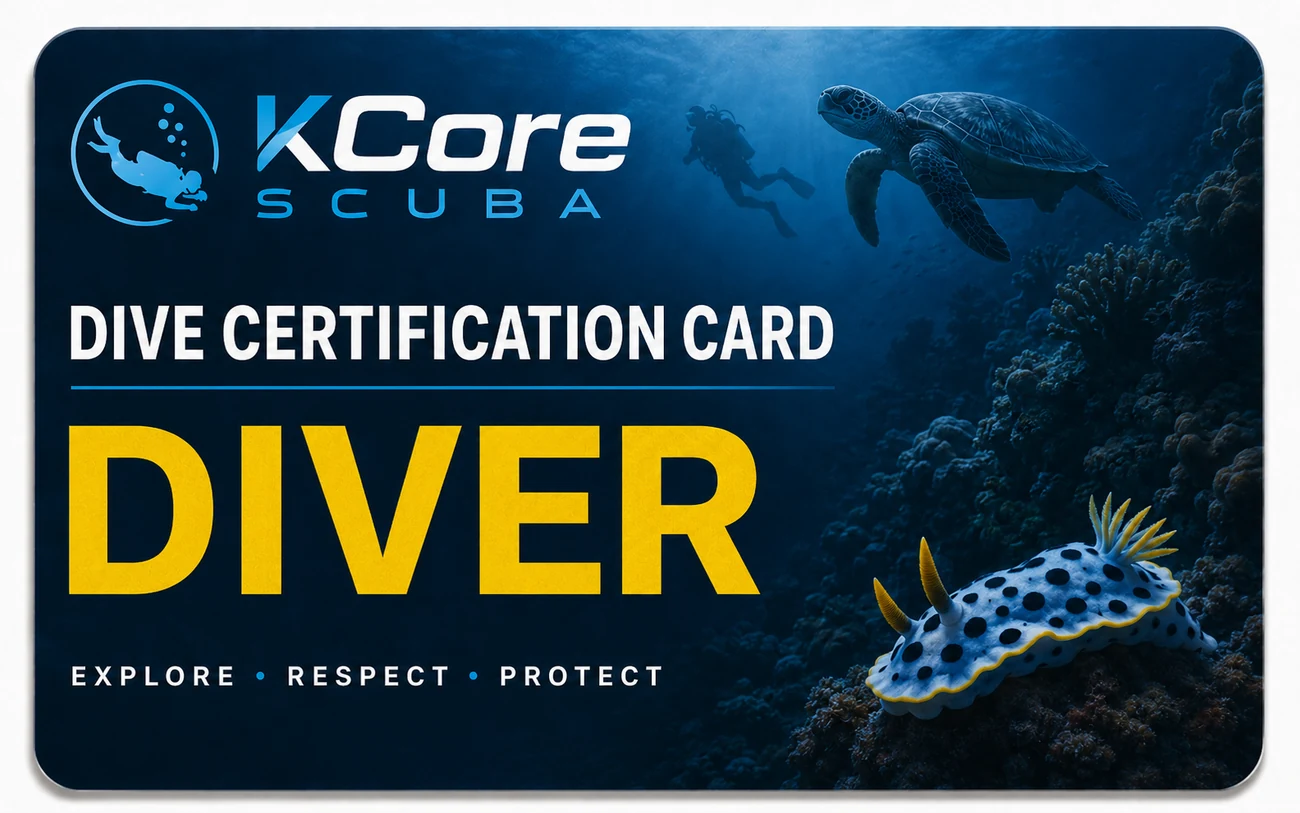 KCore dive certification card front