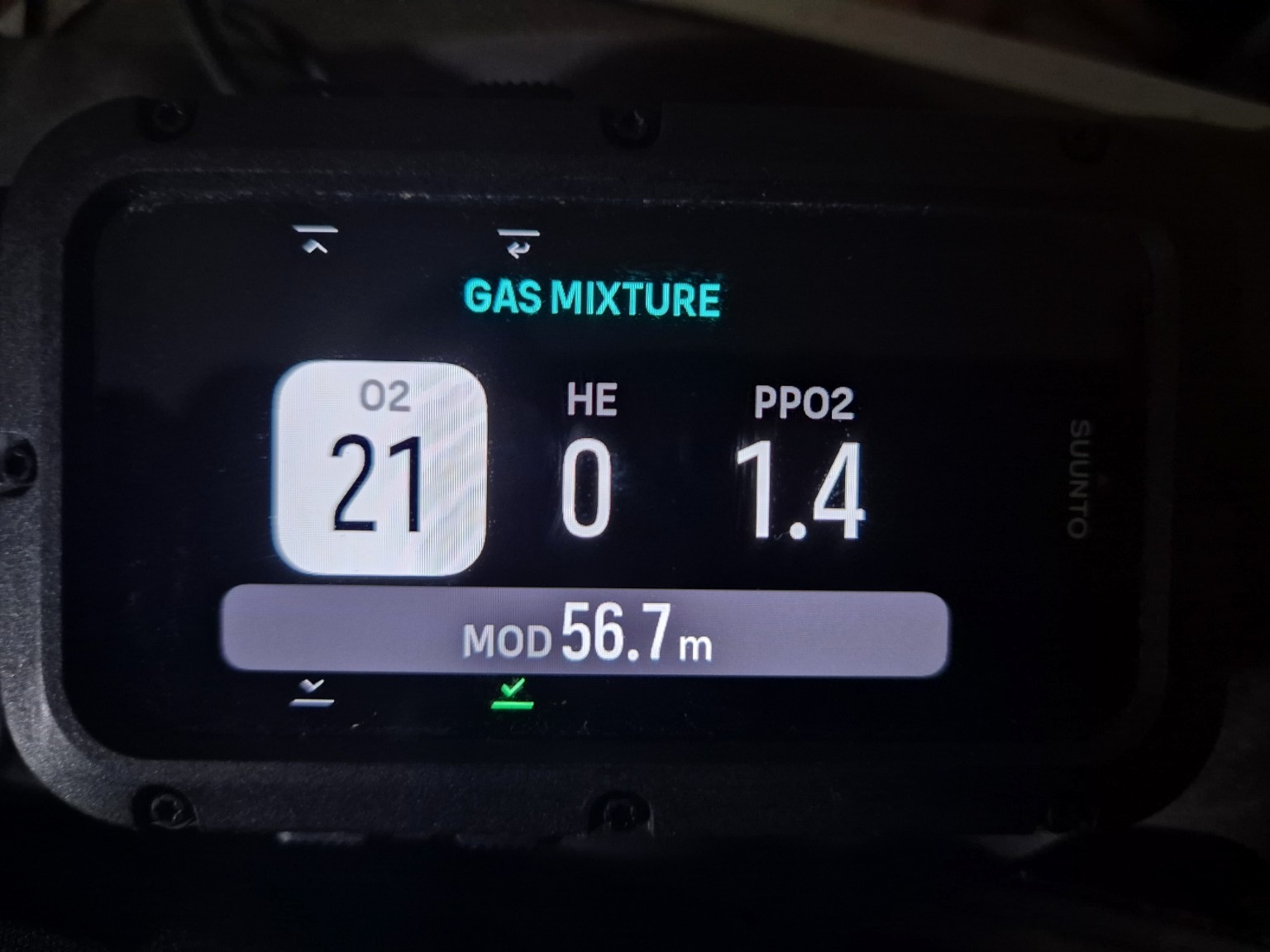 Suunto Nautic gas mixture editor with oxygen helium PPO2 and MOD